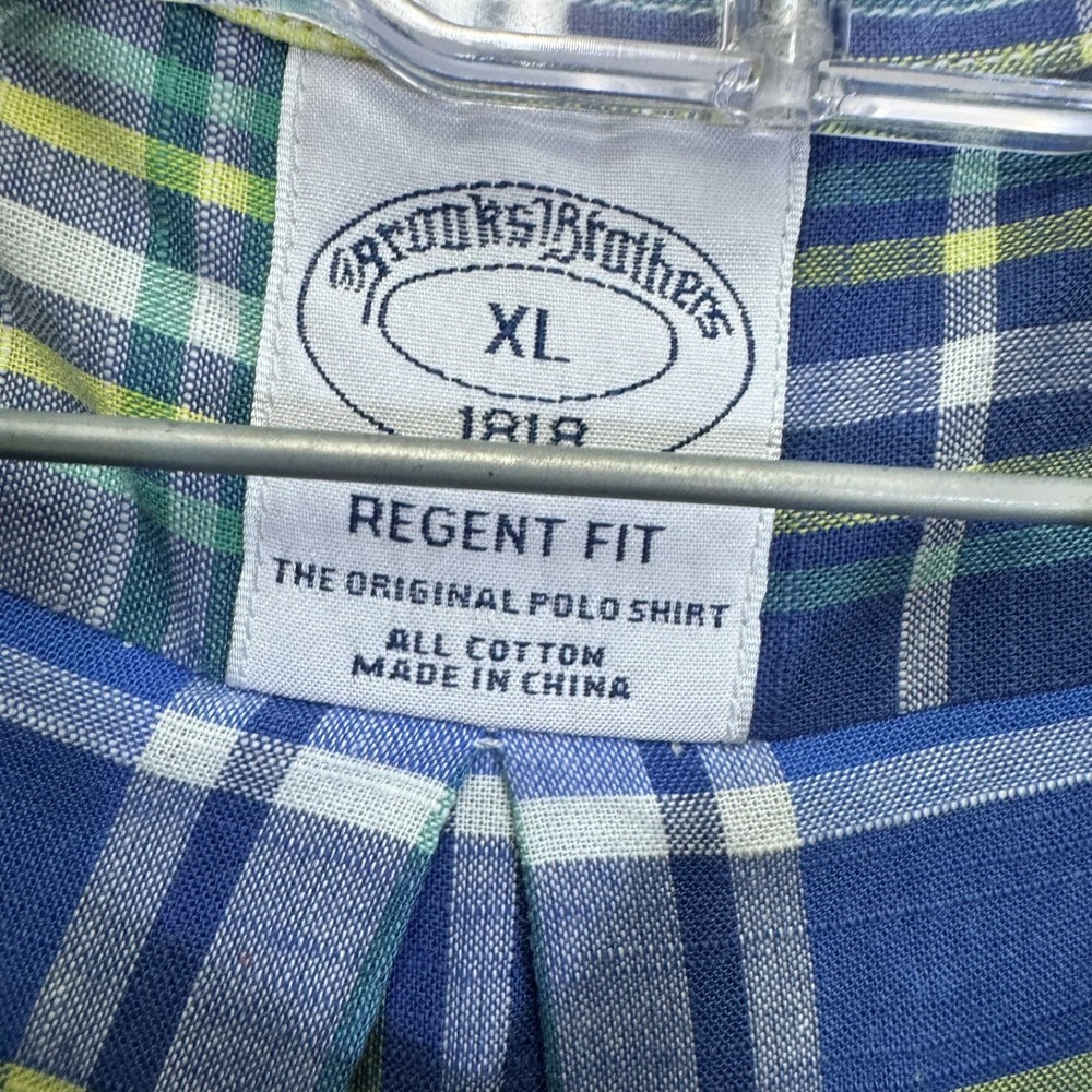 Brooks Brothers Shirt Mens XL Regent Fit Blue Plaid Short Sleeve Button-Down EUC - Picture 3 of 7